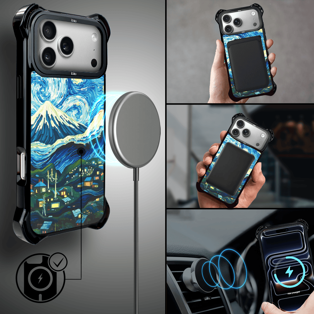 Etui do iPhone 17 Pro Max IBIZU DropGuard Ultra z MagSafe, Van Gogh, gwieździsta noc (1)