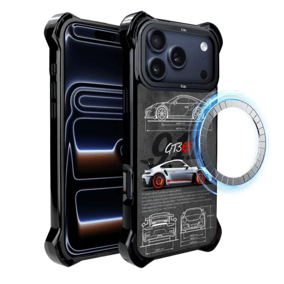Etui do iPhone 17 Pro Max, Ibizu DropGuard Ultra z MagSafe, TechDrive, 911 GT3 RS (5)