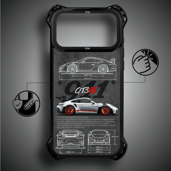 Etui do iPhone 17 Pro Max, Ibizu DropGuard Ultra z MagSafe, TechDrive, 911 GT3 RS (6)