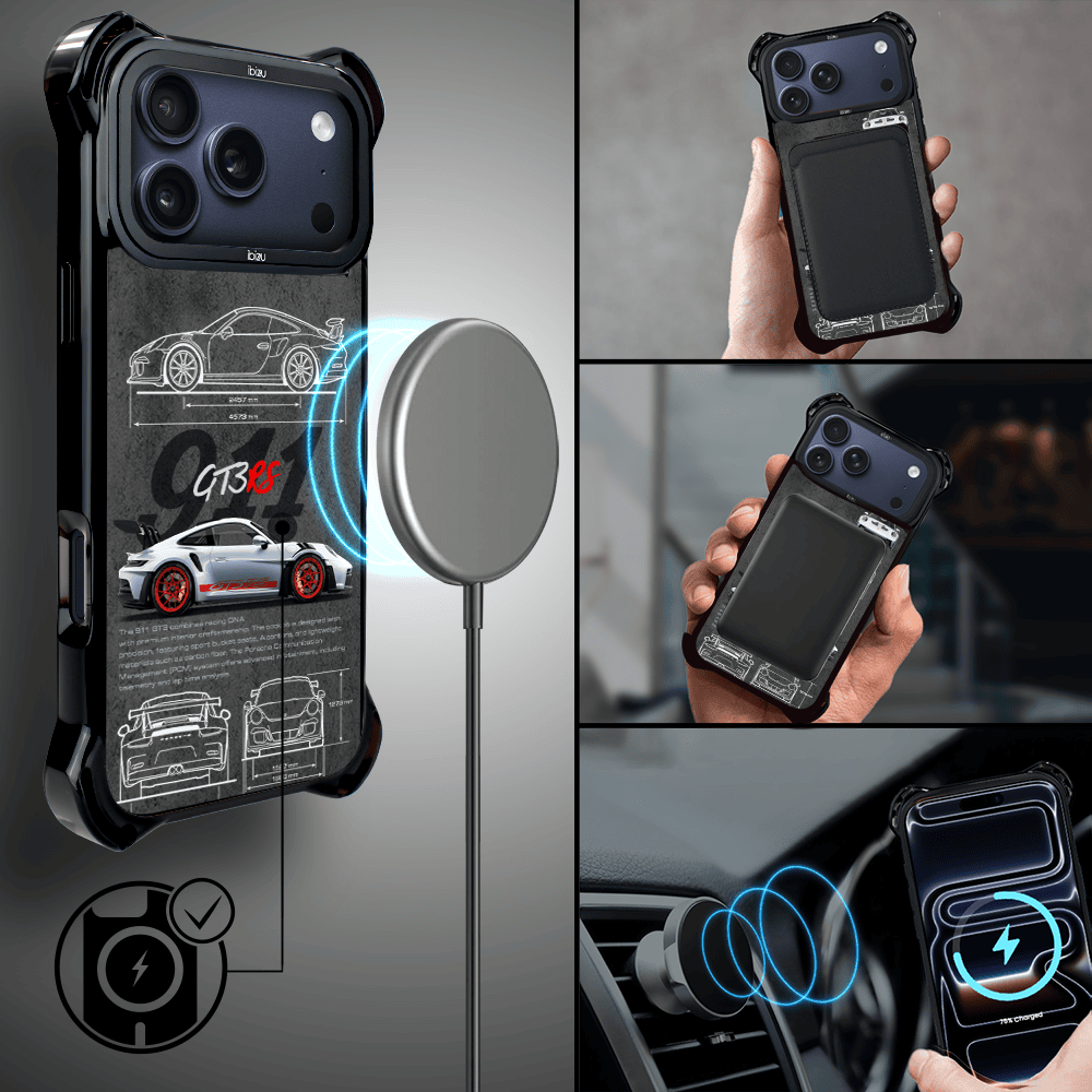 Etui do iPhone 17 Pro Max, Ibizu DropGuard Ultra z MagSafe, TechDrive, 911 GT3 RS (7)