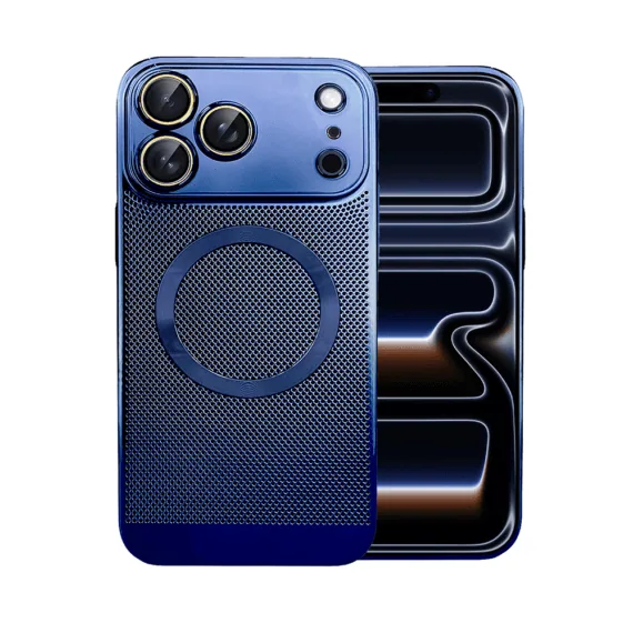 Etui do iPhone 17 Pro z Magsafe, cienkie, twarde, oddychające, z osłoną aparatu, granatowe (1)