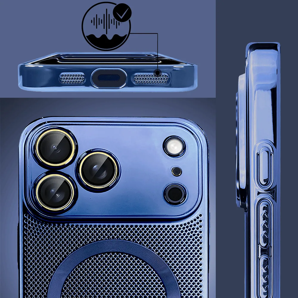 Etui do iPhone 17 Pro z Magsafe, cienkie, twarde, oddychające, z osłoną aparatu, granatowe (2)