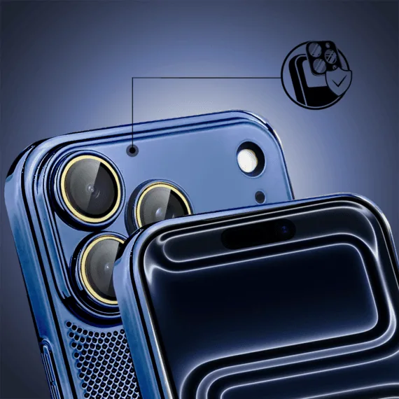 Etui do iPhone 17 Pro z Magsafe, cienkie, twarde, oddychające, z osłoną aparatu, granatowe (3)
