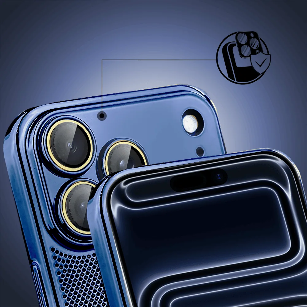 Etui do iPhone 17 Pro z Magsafe, cienkie, twarde, oddychające, z osłoną aparatu, granatowe (3)