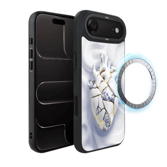 Etui do iPhone Air IBIZU DropGuard Matt z MagSafe, Kintsugi Art, porcelanowe serce (4)