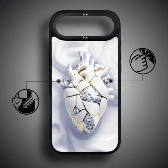 Etui do iPhone Air IBIZU DropGuard Matt z MagSafe, Kintsugi Art, porcelanowe serce (5)