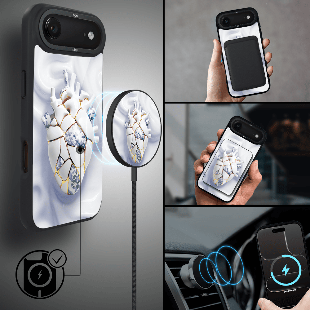 Etui do iPhone Air IBIZU DropGuard Matt z MagSafe, Kintsugi Art, porcelanowe serce (6)