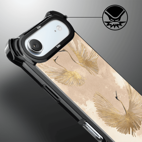 Etui do iPhone Air IBIZU DropGuard Ultra z MagSafe, Boho, Złote żurawie (1)