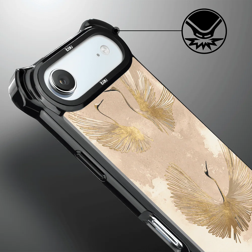 Etui do iPhone Air IBIZU DropGuard Ultra z MagSafe, Boho, Złote żurawie (1)