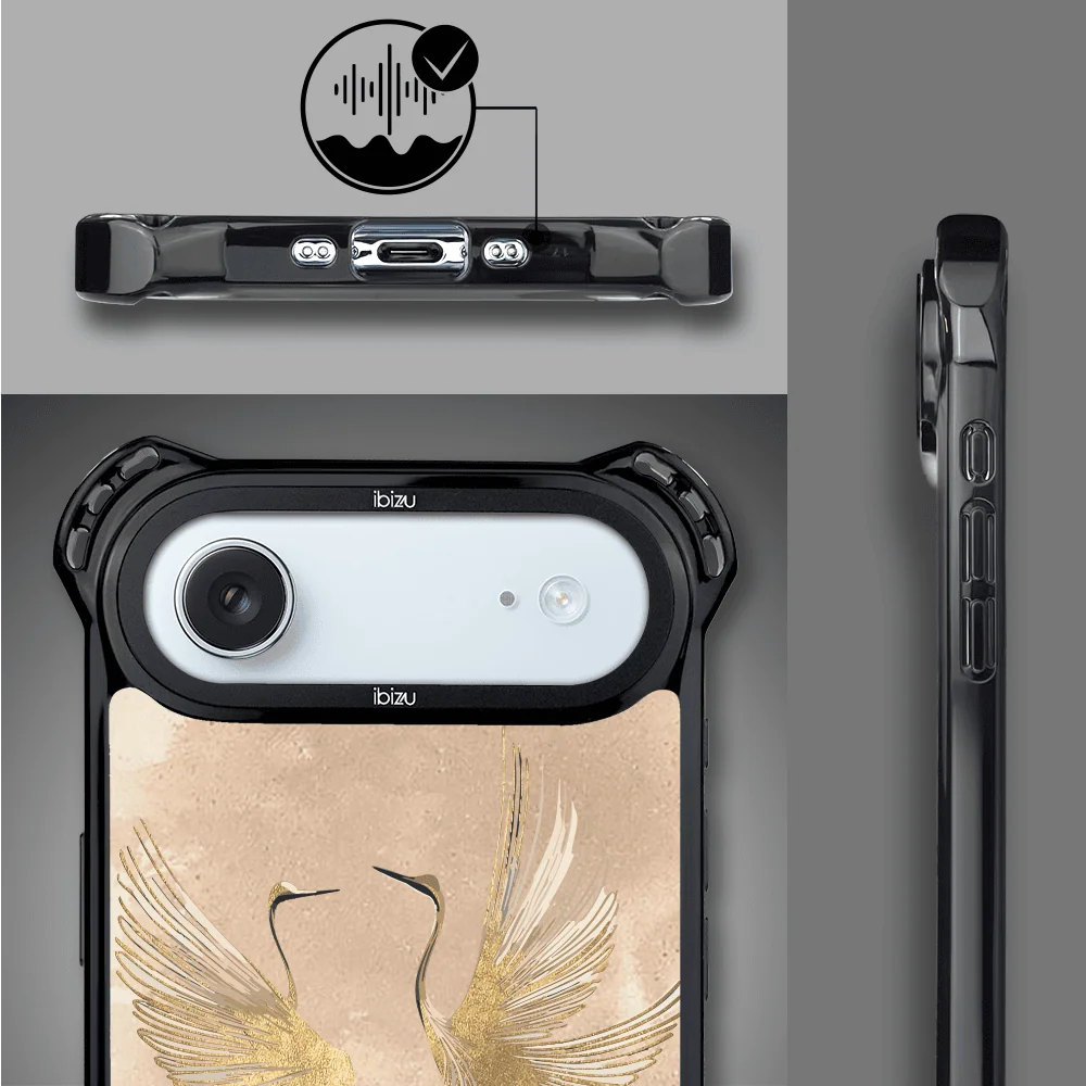 Etui do iPhone Air IBIZU DropGuard Ultra z MagSafe, Boho, Złote żurawie (3)