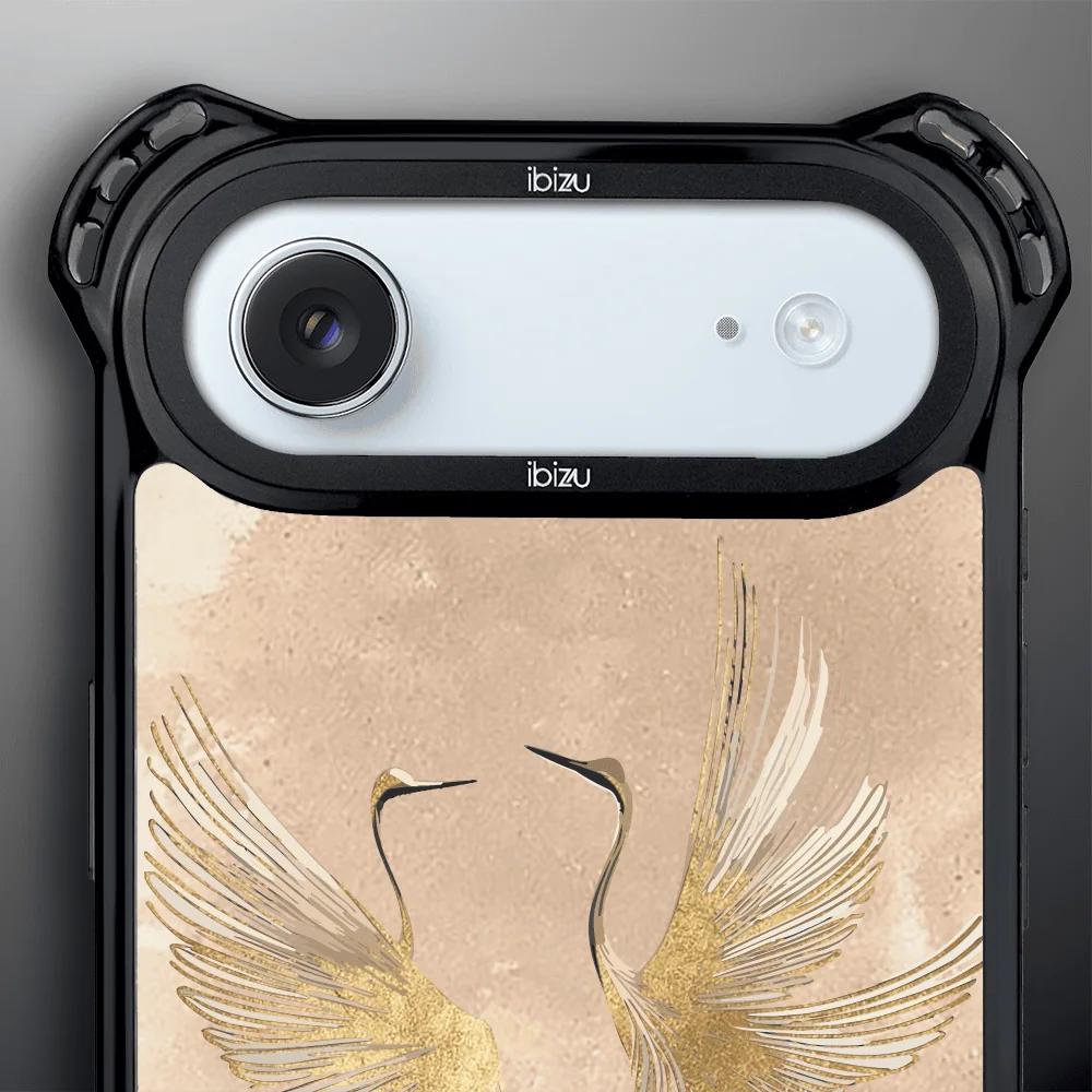 Etui do iPhone Air IBIZU DropGuard Ultra z MagSafe, Boho, Złote żurawie (4)