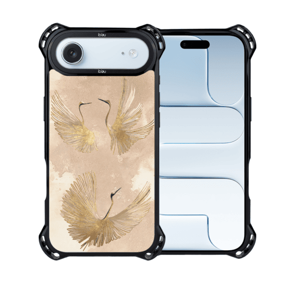Etui do iPhone Air IBIZU DropGuard Ultra z MagSafe, Boho, Złote żurawie (5)