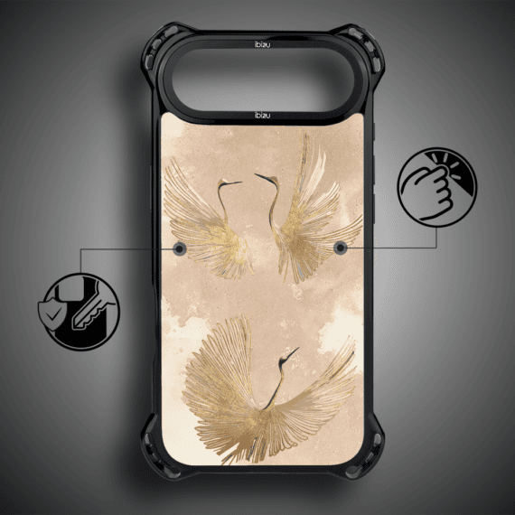 Etui do iPhone Air IBIZU DropGuard Ultra z MagSafe, Boho, Złote żurawie (7)
