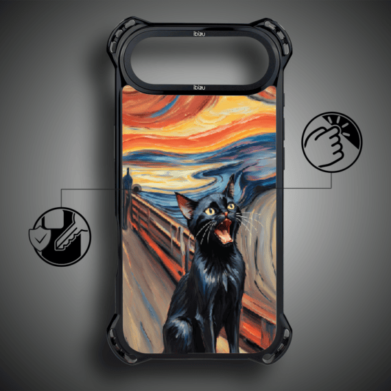 Etui do iPhone Air IBIZU DropGuard Ultra z MagSafe, Edvard Munch, krzyk kota (1)
