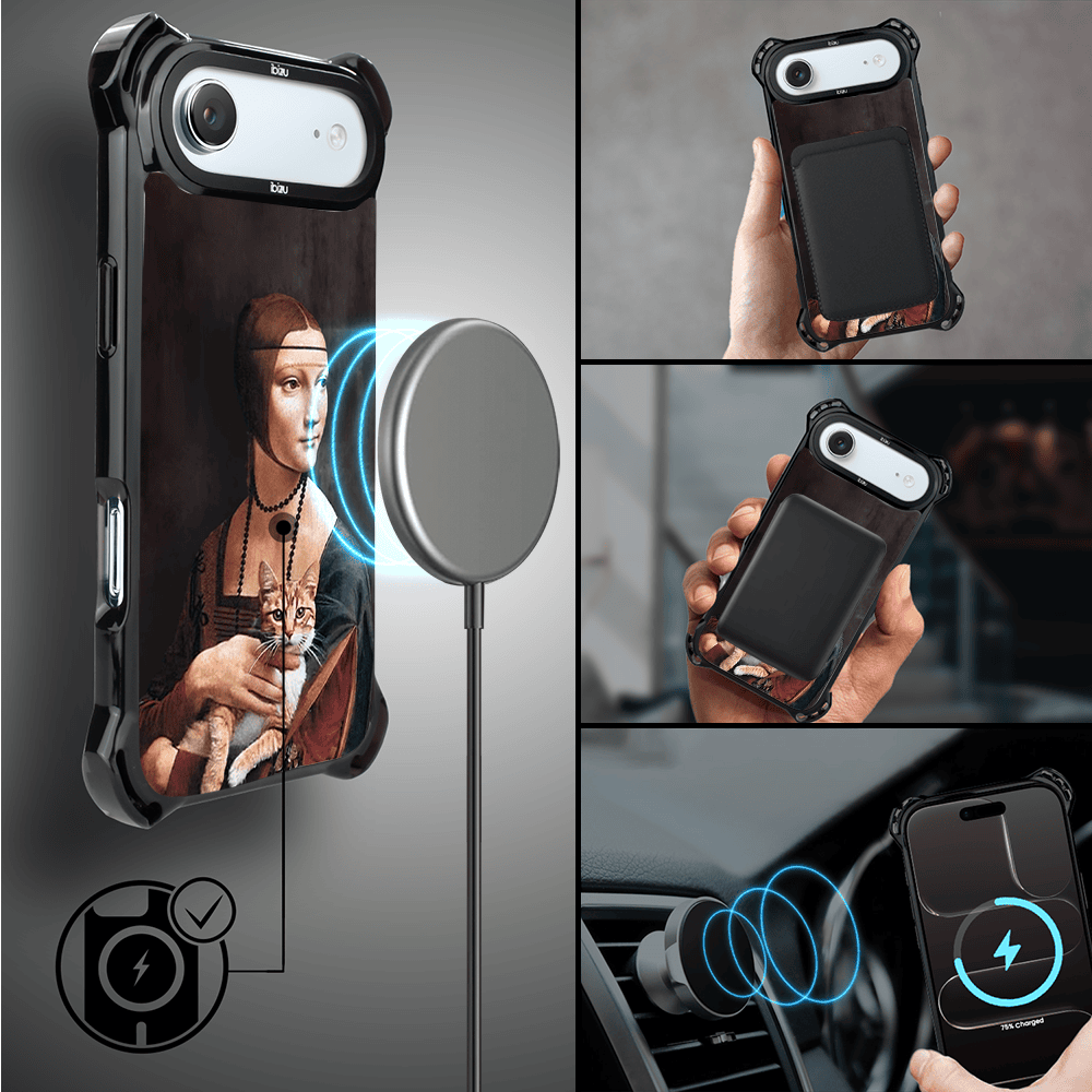 Etui do iPhone Air IBIZU DropGuard Ultra z MagSafe, Leonardo Da Vinci, dama z kotem (7)