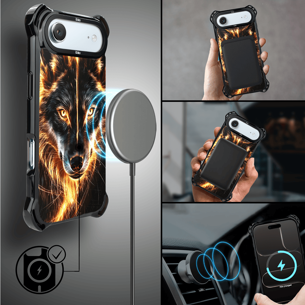Etui do iPhone Air IBIZU DropGuard Ultra z MagSafe, Wilki, Ognisty wilk4
