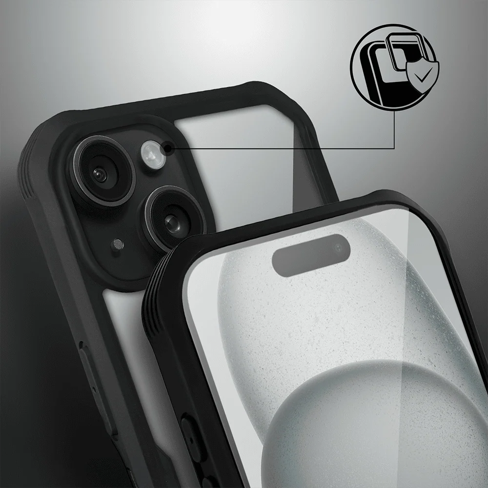 Ochronne etui 360° do iPhone 15, przód i tył, z ochroną anti-shock i MagSafe, czarne (9)