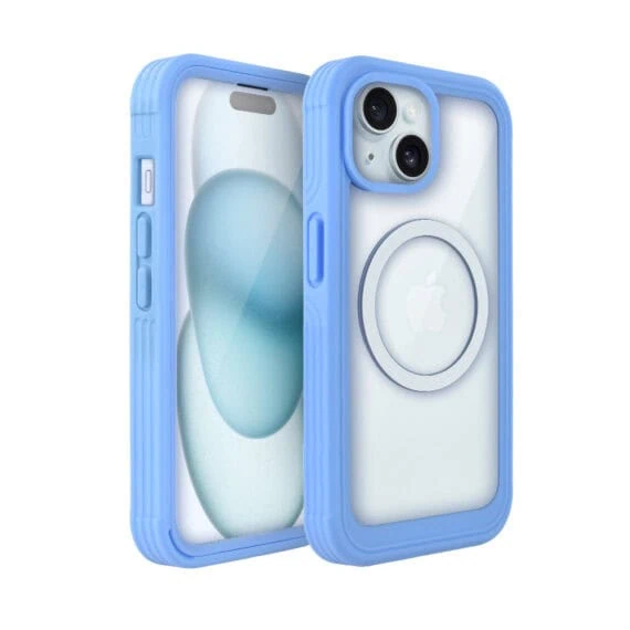 Ochronne etui 360° do iPhone 15, przód i tył, z ochroną anti-shock i MagSafe, niebieskie (8)