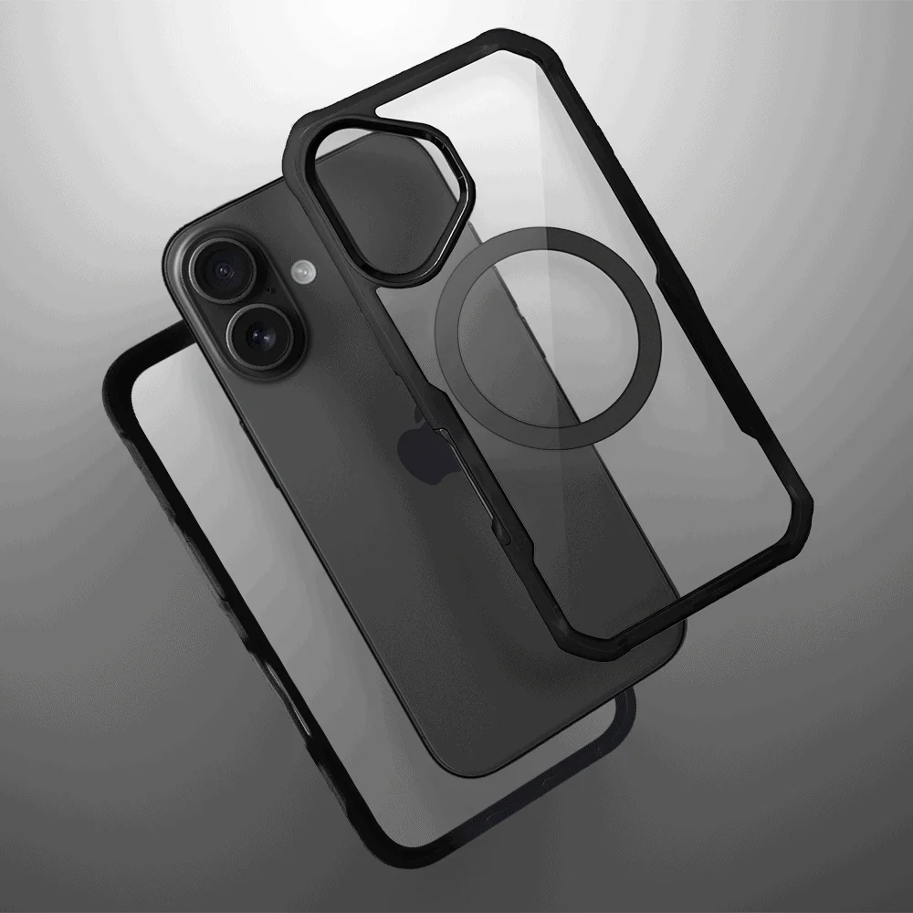 Ochronne etui 360° do iPhone 16, przód i tył, z ochroną anti-shock i MagSafe, czarne 11