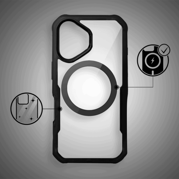 Ochronne etui 360° do iPhone 16, przód i tył, z ochroną anti-shock i MagSafe, czarne 3