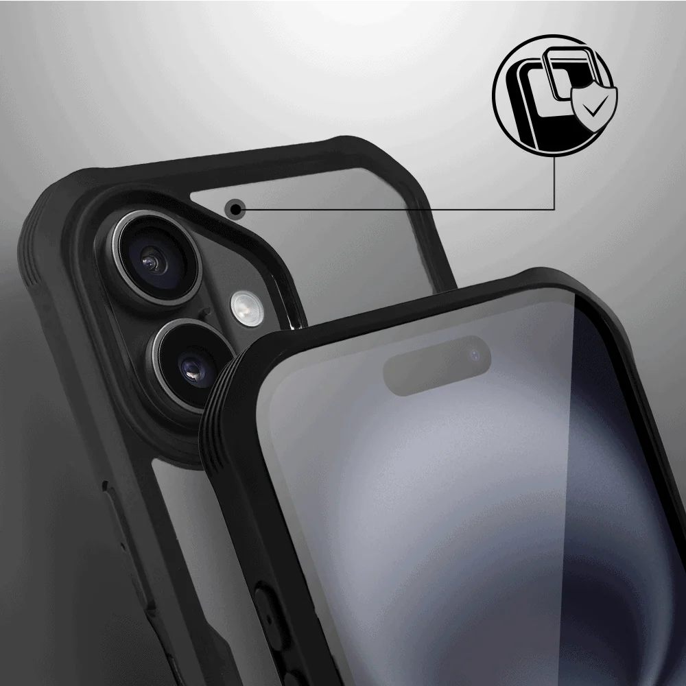 Ochronne etui 360° do iPhone 16, przód i tył, z ochroną anti-shock i MagSafe, czarne 6