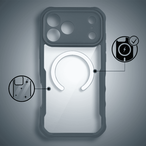 Ochronne etui 360° do iPhone 17 Pro Max, przód i tył, z ochroną anti-shock i MagSafe, granatowe 3