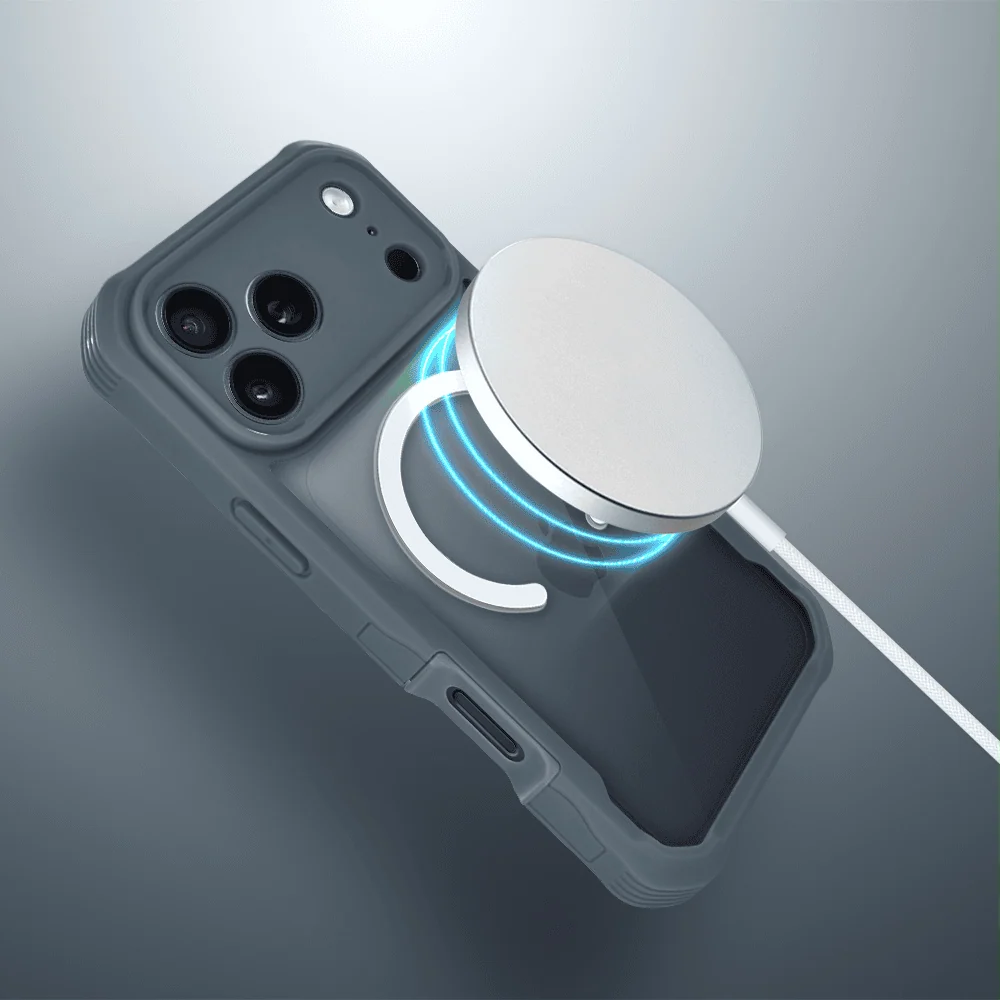 Ochronne etui 360° do iPhone 17 Pro Max, przód i tył, z ochroną anti-shock i MagSafe, granatowe 4
