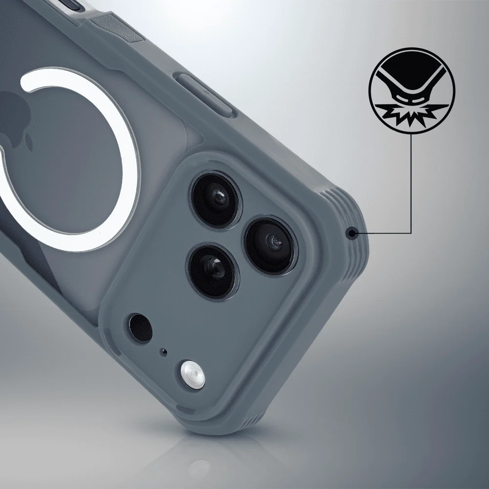 Ochronne etui 360° do iPhone 17 Pro Max, przód i tył, z ochroną anti-shock i MagSafe, granatowe 5