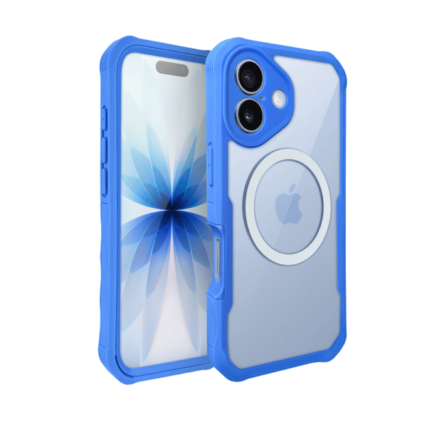 Ochronne etui 360° do iPhone 17, przód i tył, z ochroną anti-shock i MagSafe, chabrowy niebieski