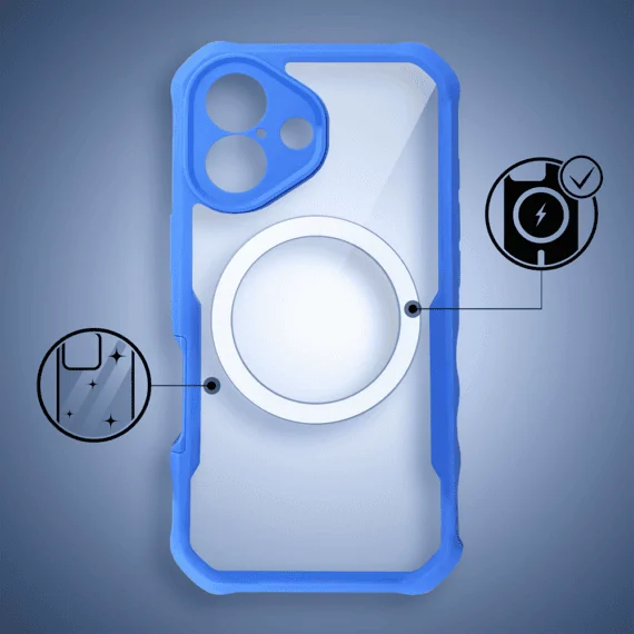 Ochronne etui 360° do iPhone 17, przód i tył, z ochroną anti-shock i MagSafe, chabrowy niebieski3
