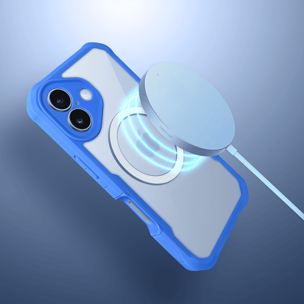 Ochronne etui 360° do iPhone 17, przód i tył, z ochroną anti-shock i MagSafe, chabrowy niebieski4