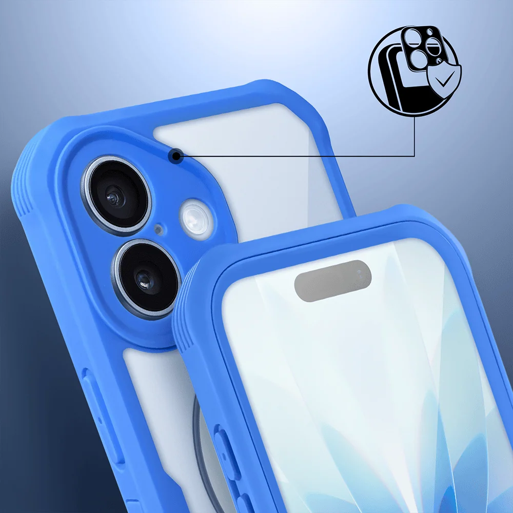 Ochronne etui 360° do iPhone 17, przód i tył, z ochroną anti-shock i MagSafe, chabrowy niebieski6