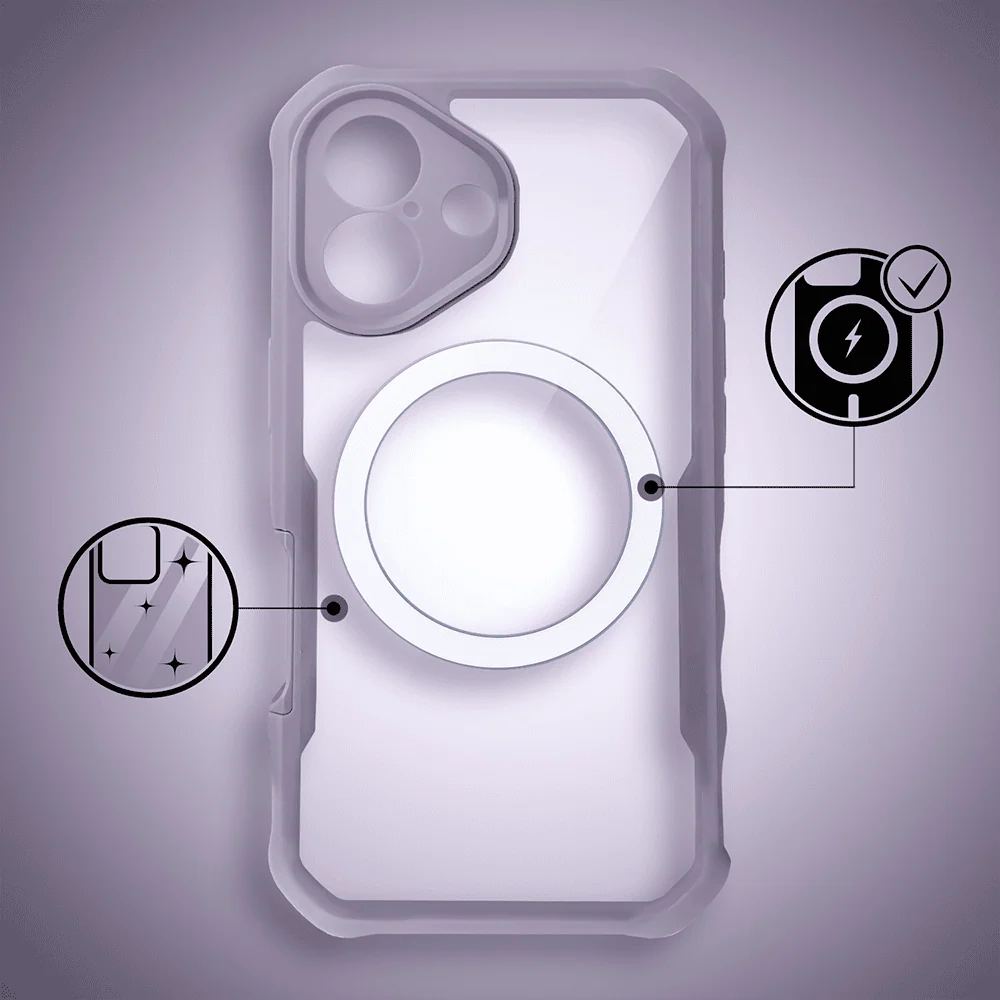 Ochronne etui 360° do iPhone 17, przód i tył, z ochroną anti-shock i MagSafe, lawendowe3