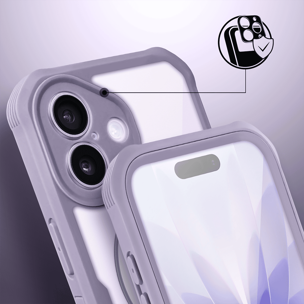 Ochronne etui 360° do iPhone 17, przód i tył, z ochroną anti-shock i MagSafe, lawendowe6