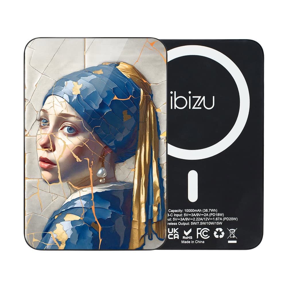 Powerbank 10000 mAh IBIZU do iPhone z MagSafe, szybka ładowarka magnetyczna, kobieta z perłą Obszar kompozycji 2