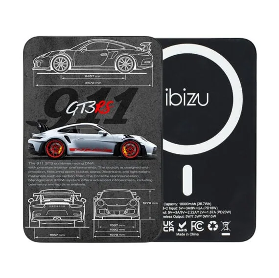 Powerbank IBIZU MagPower 10k do iPhone z MagSafe, solidny, aluminiowy, 10 000 mAh, 911 GT3 RS Obszar kompozycji 2