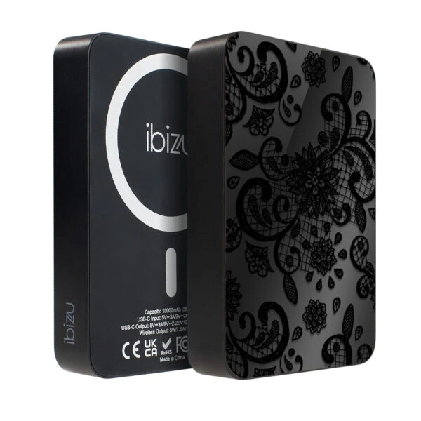 Powerbank IBIZU MagPower 10k do iPhone z MagSafe, solidny, aluminiowy, 10 000 mAh, Koronkowa czerń Obszar kompozycji 1