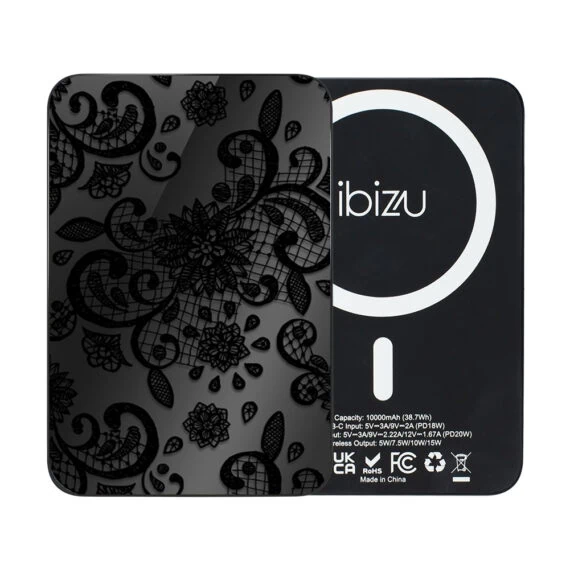 Powerbank IBIZU MagPower 10k do iPhone z MagSafe, solidny, aluminiowy, 10 000 mAh, Koronkowa czerń Obszar kompozycji 2