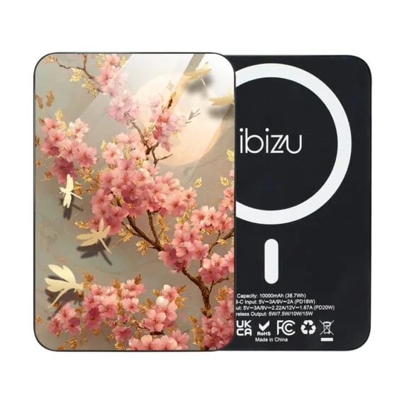 Powerbank IBIZU MagPower 10k do iPhone z MagSafe, solidny, aluminiowy, 10 000 mAh, Taniec sakury Obszar kompozycji 2