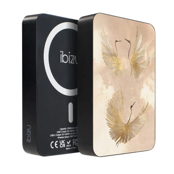 Powerbank IBIZU MagPower 10k do iPhone z MagSafe, solidny, aluminiowy, 10 000 mAh, Złote żurawie Obszar kompozycji 1