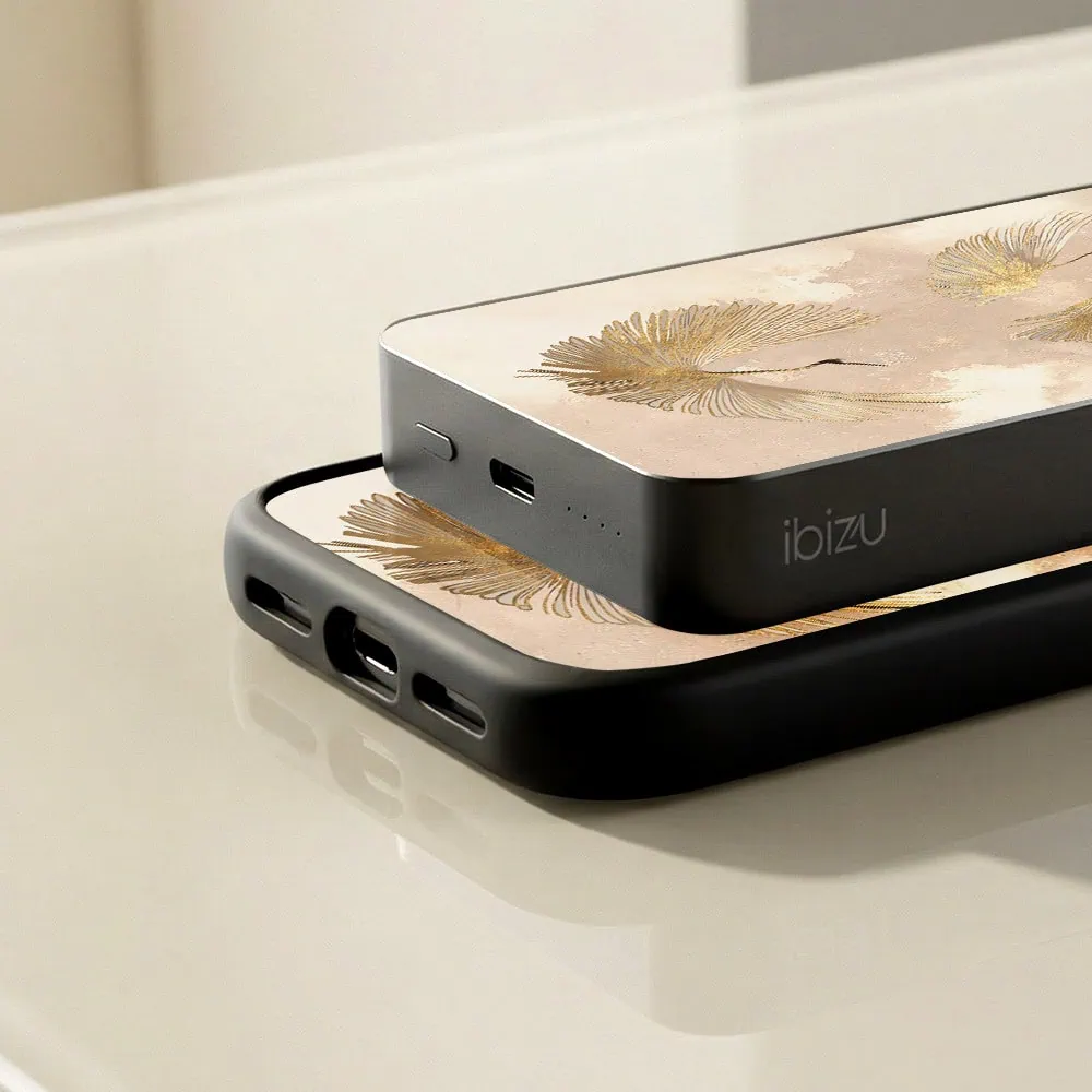 Powerbank IBIZU MagPower 10k do iPhone z MagSafe, solidny, aluminiowy, 10 000 mAh, Złote żurawie Obszar kompozycji 7