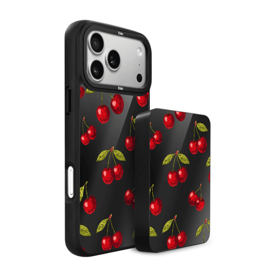 Zestaw IBIZU do iPhone 17 Pro Max: etui DropGuard Matt i powerbank MagPower, Midnight, Wiśniowa noc5