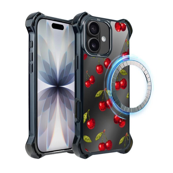 Etui do iPhone 17 IBIZU DropGuard Ultra z MagSafe, Midnight, Wiśniowa noc