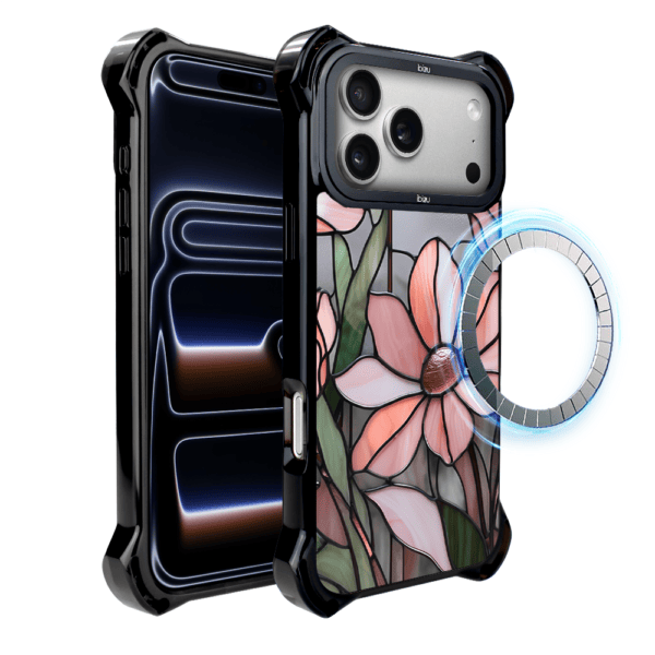 Etui do iPhone 17 Pro Max IBIZU DropGuard Ultra z MagSafe, Barwy szkła, Różowa magnolia