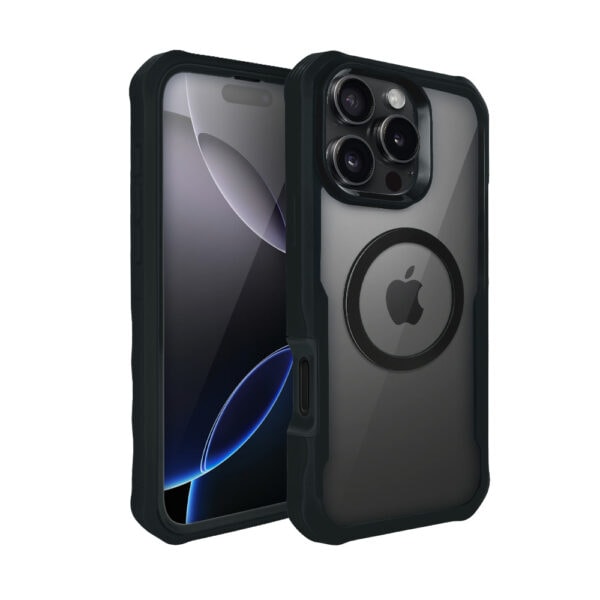 Ochronne etui 360° do iPhone 16 Pro Max, przód i tył, z ochroną anti-shock i MagSafe, czarne