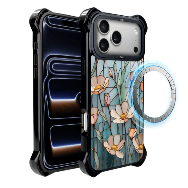 Etui do iPhone 17 Pro IBIZU DropGuard Ultra z MagSafe, Barwy szkła, Szept kwiatów polnych
