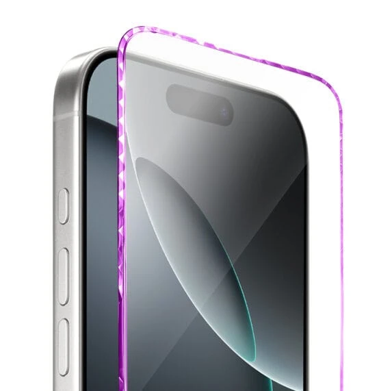 Diamond Cut, twarde szkło z ozdobną diamentową ramką do iPhone 16 Pro, różowe2