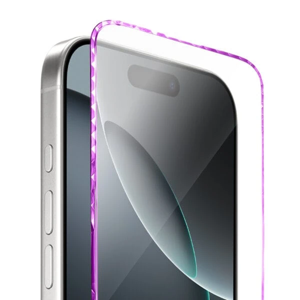 Diamond Cut, twarde szkło z ozdobną diamentową ramką do iPhone 16 Pro, różowe2