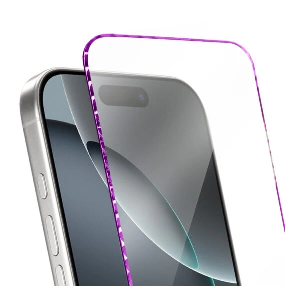 Diamond Cut, twarde szkło z ozdobną diamentową ramką do iPhone 16 Pro, różowe4