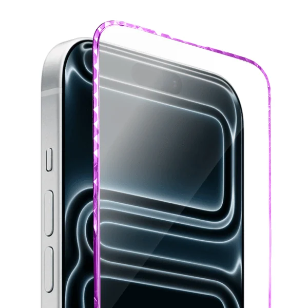 Diamond Cut, twarde szkło z ozdobną diamentową ramką do iPhone 17 Pro, różowe2